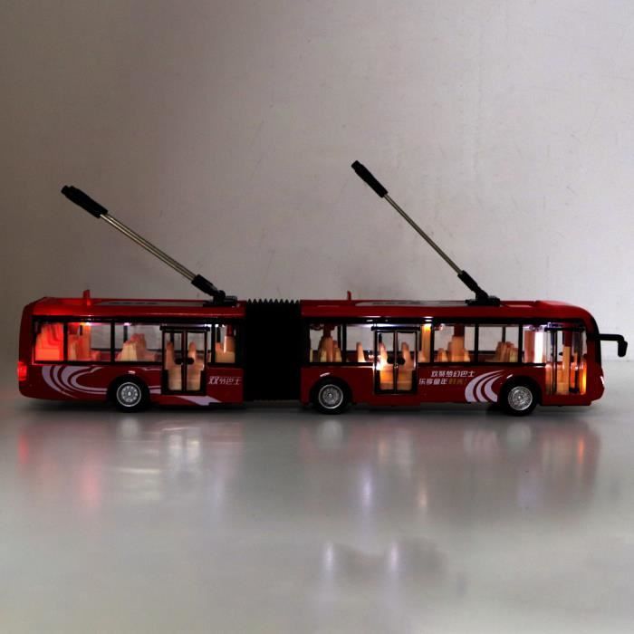 Ônibus eletrônico de brinquedo MXZZAND - Modelo de trânsito infantil - Vermelho
