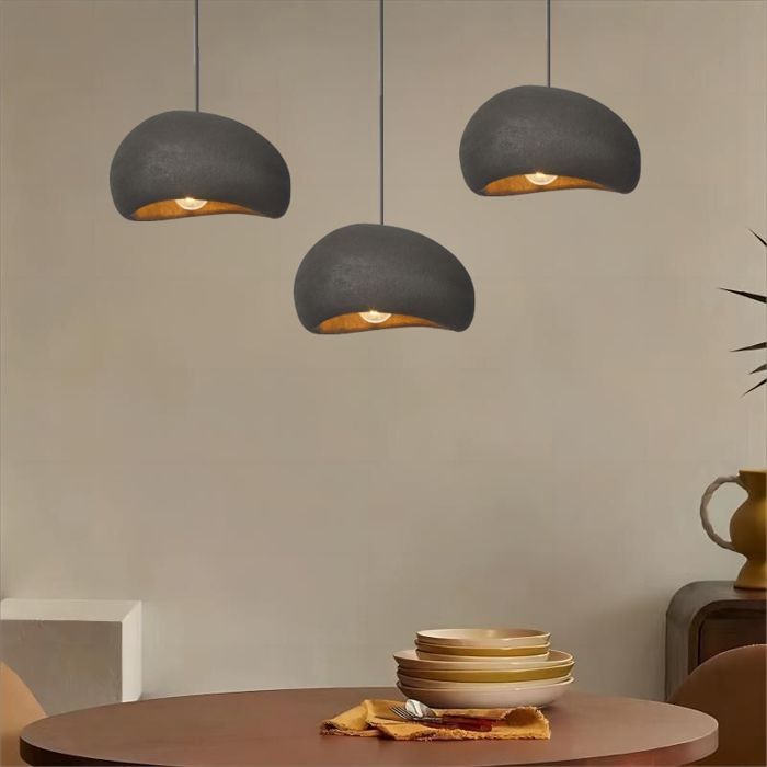 WOTTES Suspension Luminaire Moderne Créatif Noir, Lustre Design Métal Vintage E27 Lampe 1pcs Ø30cm pour Cuisine Salle à Manger