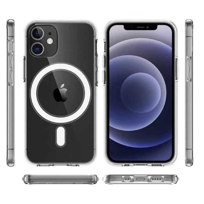 Coque pour iPhone 12 - Phonillico - Silicone Transparent - Cercle magnétique - Souple - Résistante aux chocs