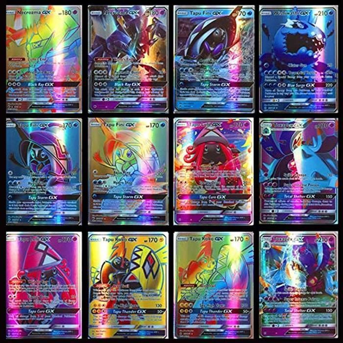 Cartes Pokemon à Collectionner GX, Ensemble de 100 pièces Cartes Pokemon Cartes Pokemon GX Cartes Mega Flash pour Enfants