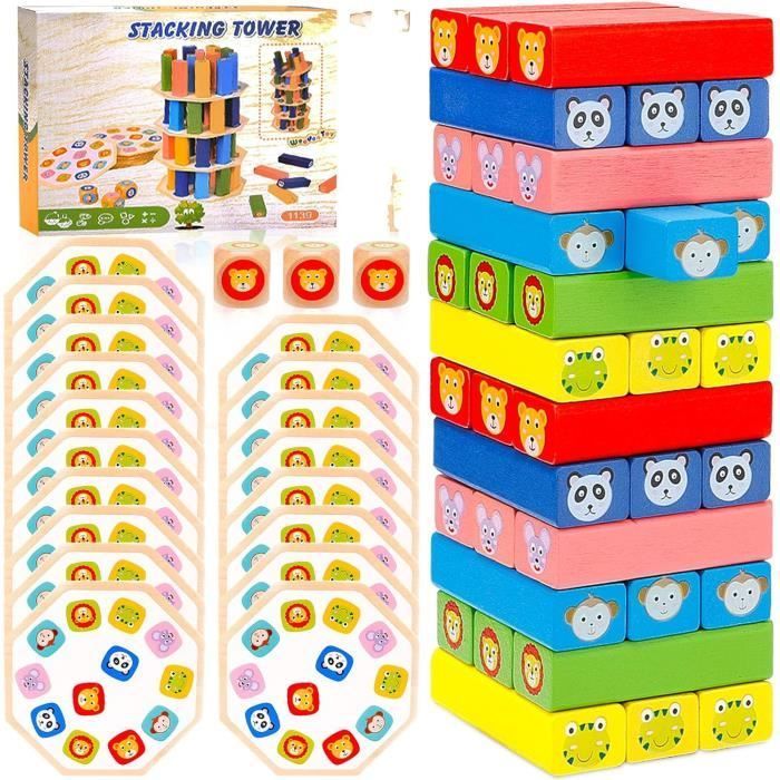 Jeu d'empilage de Tour en Bois - Montessori - 76 pièces - Jouet éducatif pour enfant
