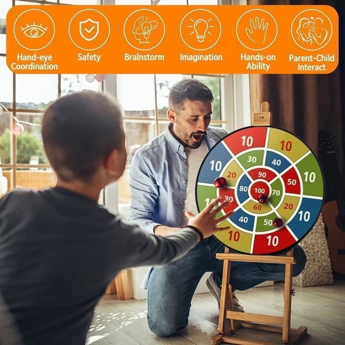 Jeu de Fléchettes - HAUTSTORE - Pliable 72 cm - 12 Balles Collantes - 6 Fléchettes - Double Face