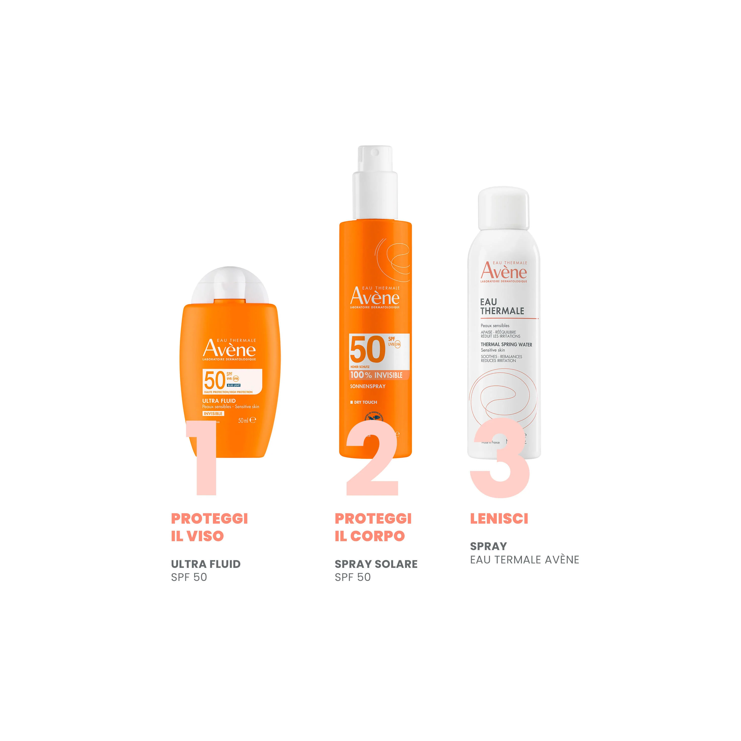 Suncare Spray Solare SPF50 - Spray solare corpo alta prot., Latte solare corpo alta prot.
