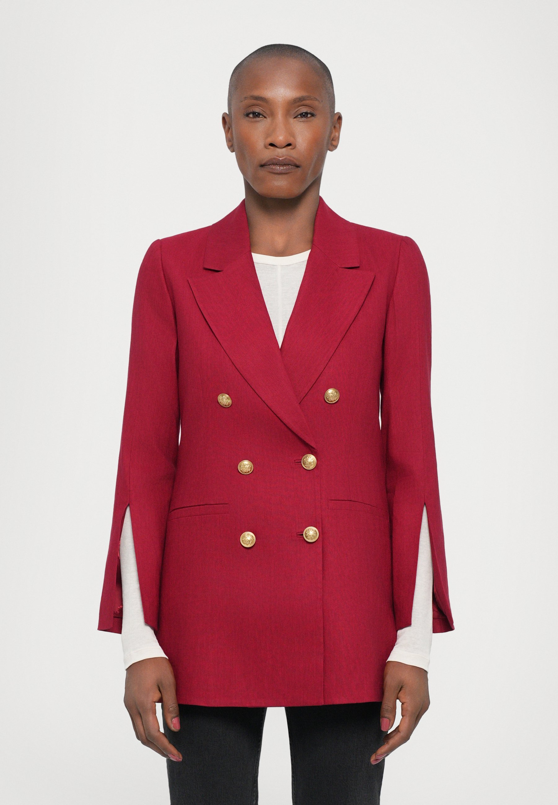 Blazer Alice + Olivia CAMPBELL SLIM BREASTED - color ciliegia scuro