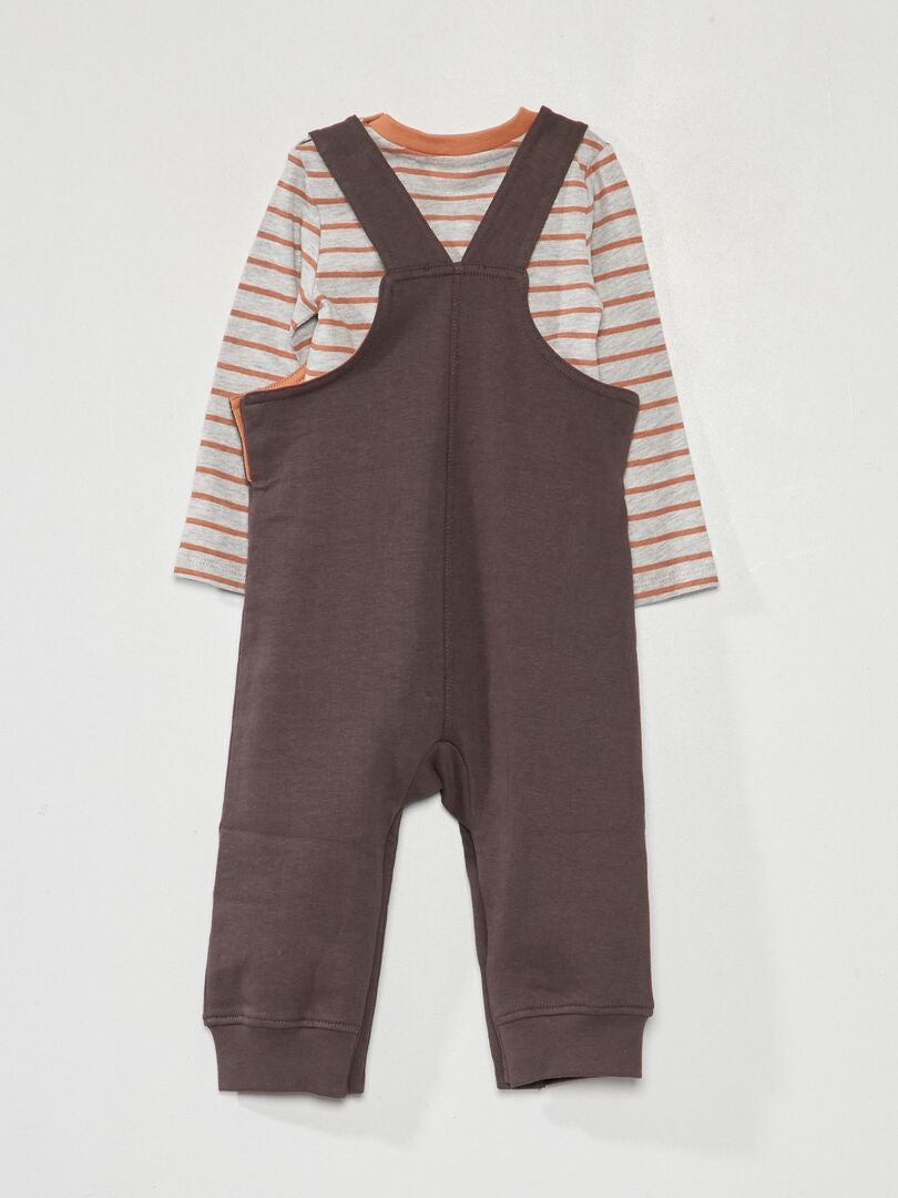 2-delige tuinbroek + bodysuit set - GRIJS