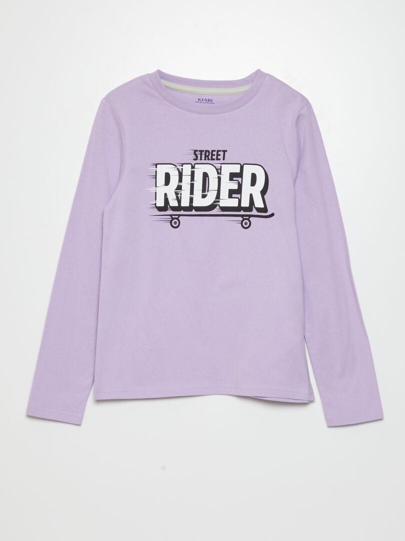 Långärmad t-shirt i jersey-modell med 3 stycken - LILA