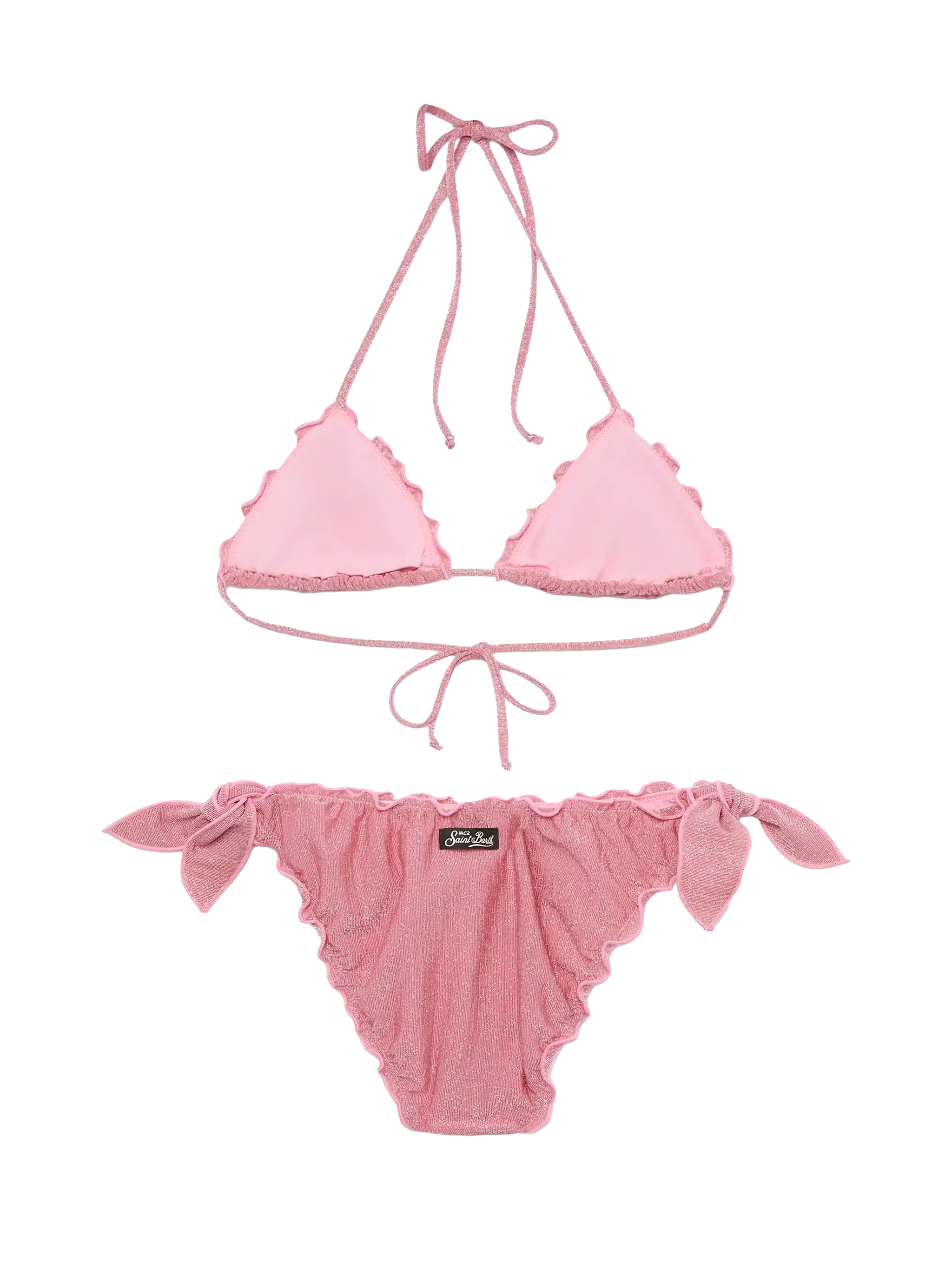 Klassieke bikini met triangeltop en roze lurex bikinibroekje Sa