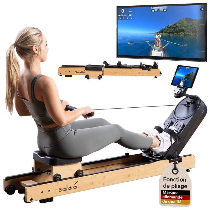 Skandika Rovek Foldable Connected Magnetic Rowing Machine - 32 Resistance Levels - 6 kg Flywheel - Bluetooth - Kinomap