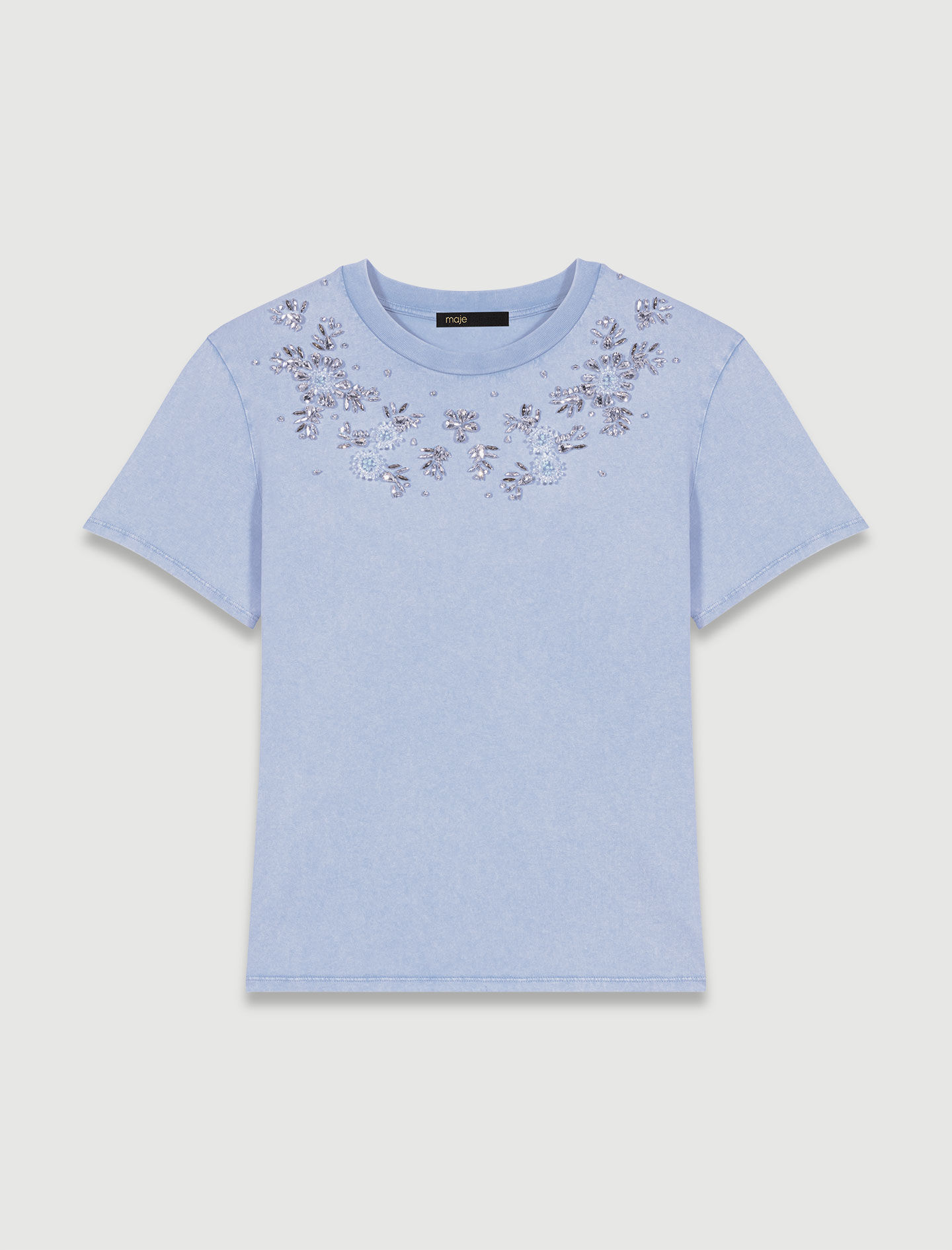Tricou decorat cu sclipici - Albastru deschis