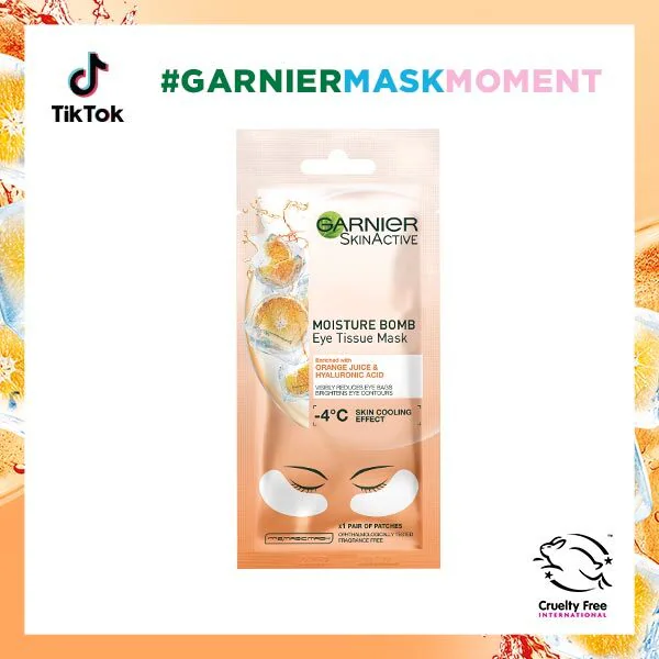 Maschera contorno occhi in tessuto Garnier con acido ialuronico e succo d'arancia 6g