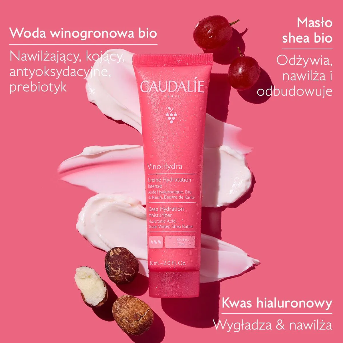 Caudalie VinoHydra Krem intensywne nawilżenie, 60 ml