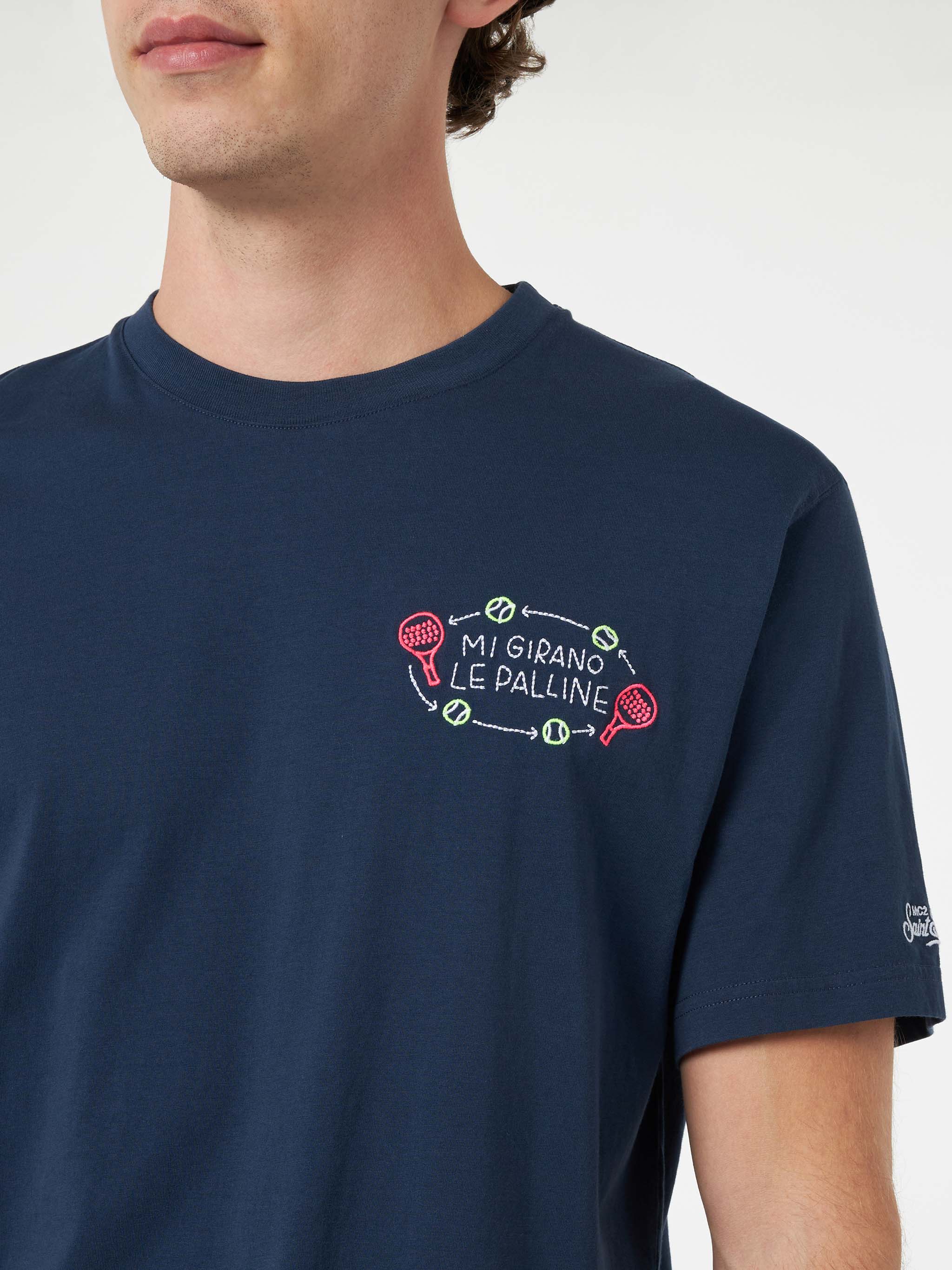 T-shirt classica da uomo in jersey di cotone Portofino con ricamo Mi g