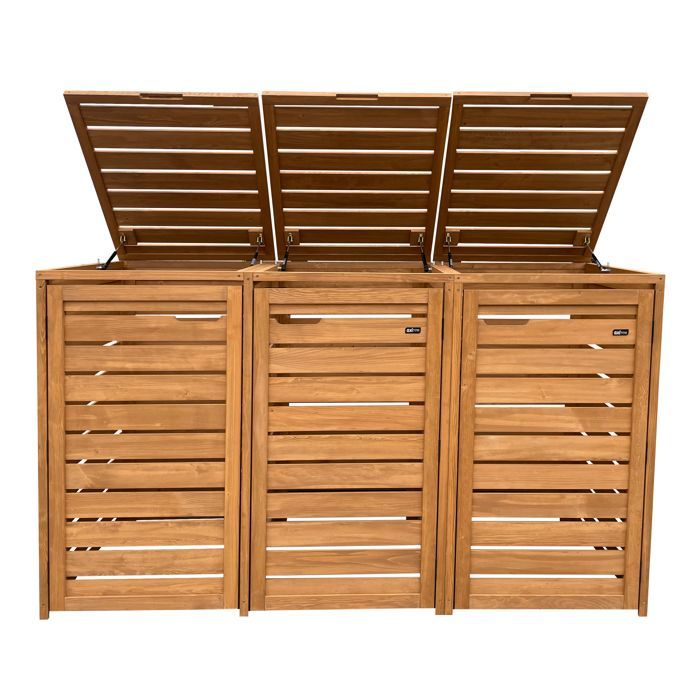 AXI Lex Cache Poubelle en Bois Marron - Abri poubelle pour 3 conteneurs - Max. 240L - Abri Poubelle Extérieur avec Excellente