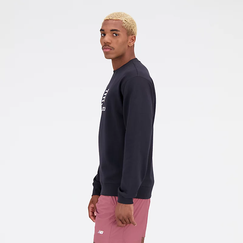 Φούτερ Homme Essentials Stacked Logo Terry με στρογγυλή λαιμόκοψη – ΜΑΥΡΟ