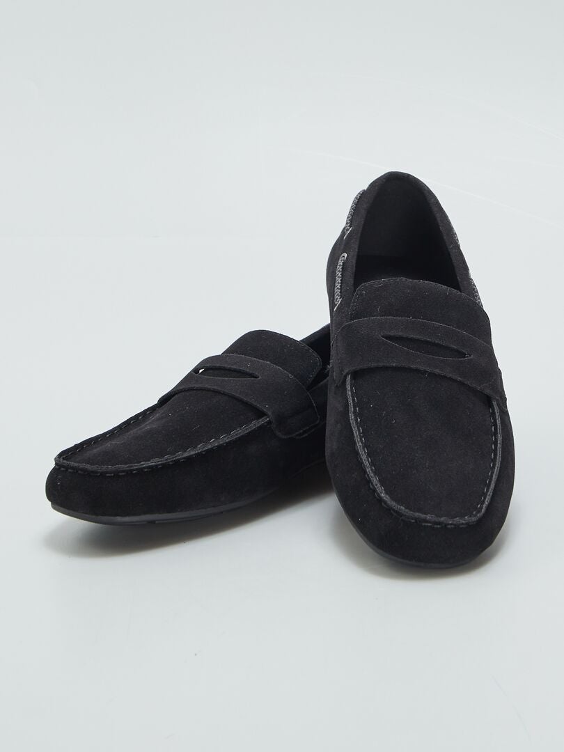 Mocasines de gamuza sintética - NEGRO