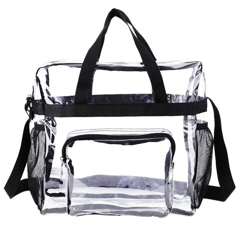 Sac fourre-tout transparent pour la sécurité des stades, les voyages et la salle de sport ; sac transparent pour le travail, les événements sportifs et les concerts.