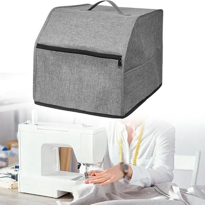 Houssepourmachinecoudresurjeteuseavecpochesrangementpouruneorganisationefficace(gris)gris#MACHINEACOUDRE Label