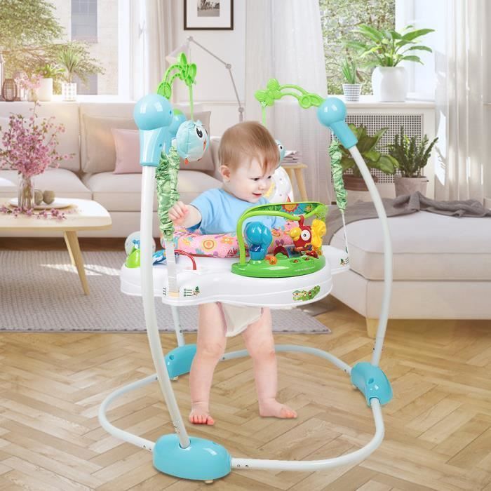 Jumperoo jouet pour bébé 0-3 ans Willonin® Hauteur réglables, Fonction lumière et musique, Siège pivotant à 360°