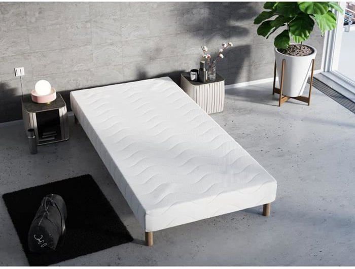 Base de cama estofada - UMBERTO RAVELLI - 90x190 cm - Branca - 11 ripas de madeira maciça - Solteiro