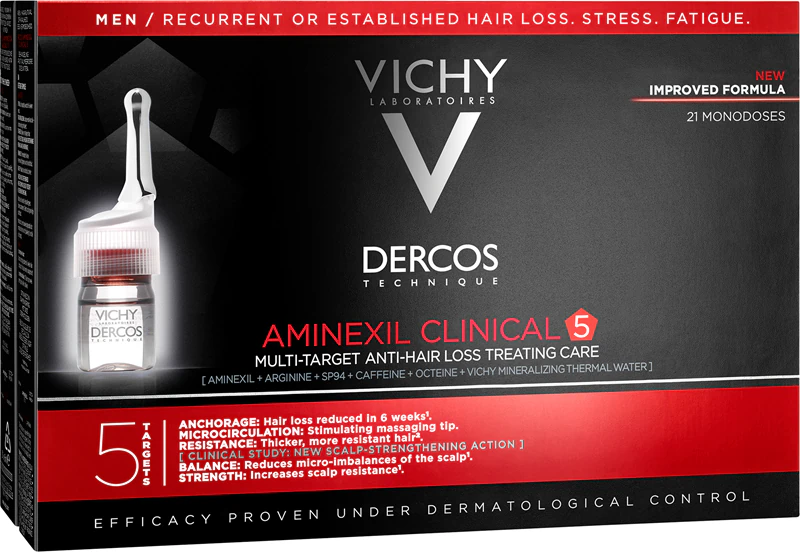 Vichy Dercos Aminexil Clinical 5 tratamento localizado contra a queda de cabelo em homens
