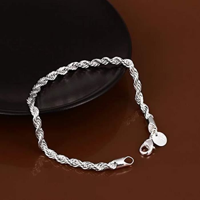 Bracelet en argent GONIZ pour femmes - modèle serpent géométrique torsadé - 925 argent sterling