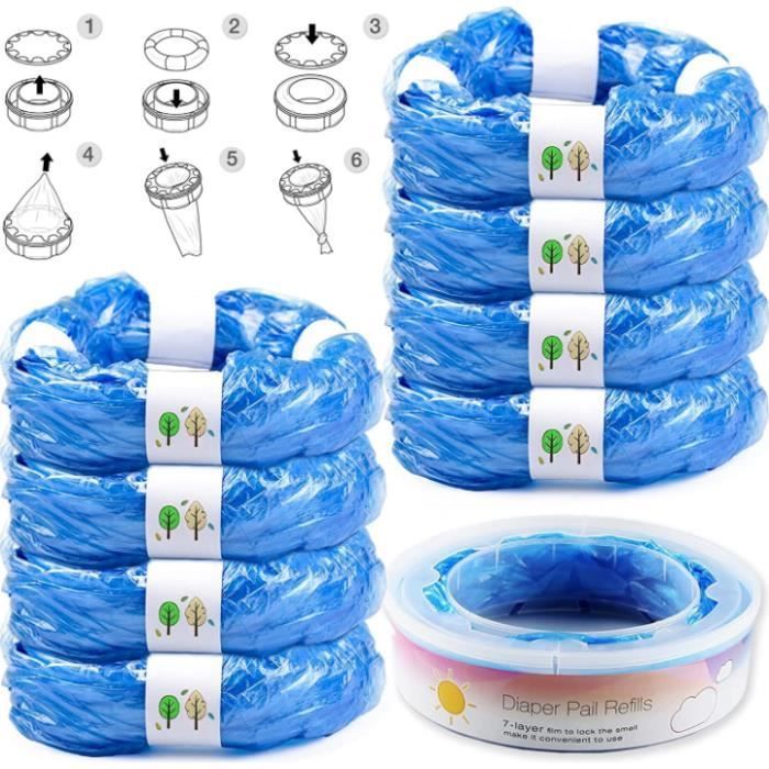 9 Recharges pour Poubelle à Couches Film Antibactérien Multicouche Anti-odeurs, Compatibles Avec Tous Les Types de Recharges