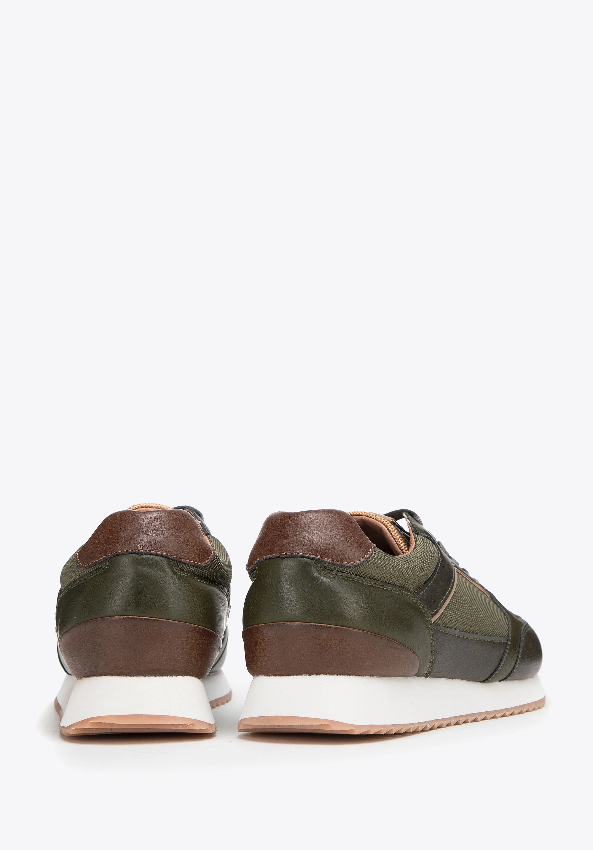 Męskie sneakersy ze skóry ekologicznej ze wstawkami zielone