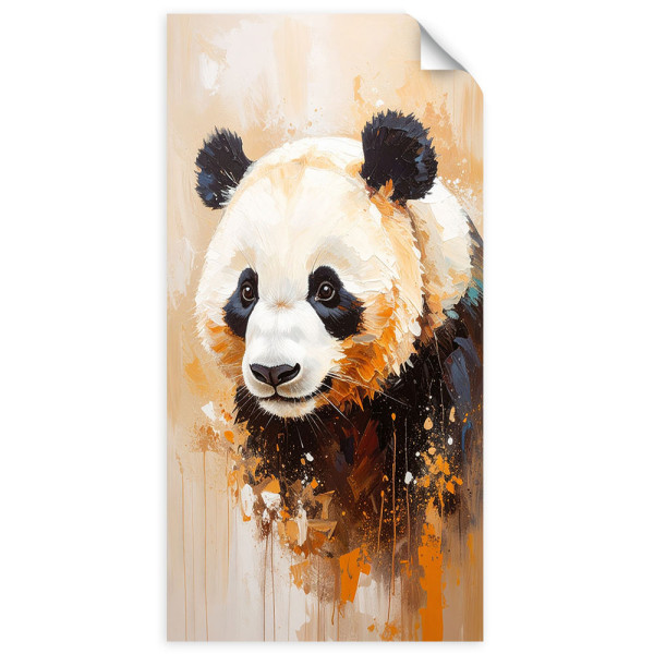 Naklejka na ścianę do salonu Feeby Panda Zwierzę jak Malowany 40x80