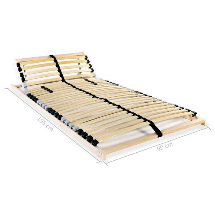 Verano 2026@Simple Slatted Bed Frame - Base de cama de láminas - para adultos - sin colchón con 28 láminas, 7 zonas, 90x200cm, 4766