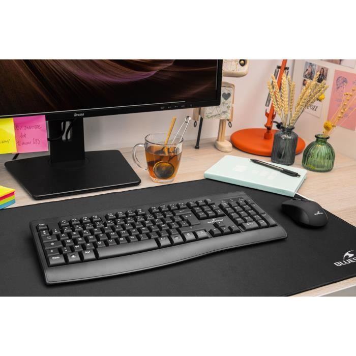 Pack Clavier Souris - BLUESTORK - PACK OFFICE RECHARGEABLE - Sans Fil - Noir