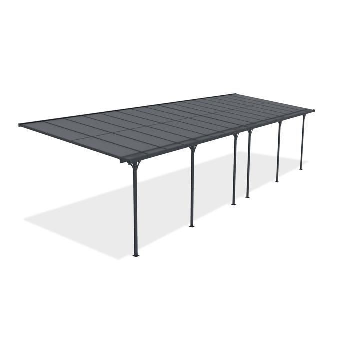 Tettoia per auto a sbalzo KLEO Cazeboo, 10x3 m, in alluminio, con tetto in policarbonato grigio, 30 m²