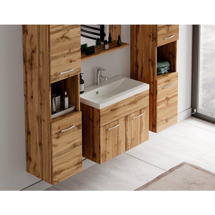 Conjunto de muebles de baño - Wotan - Montreal XL - Lavabo individual - Marrón