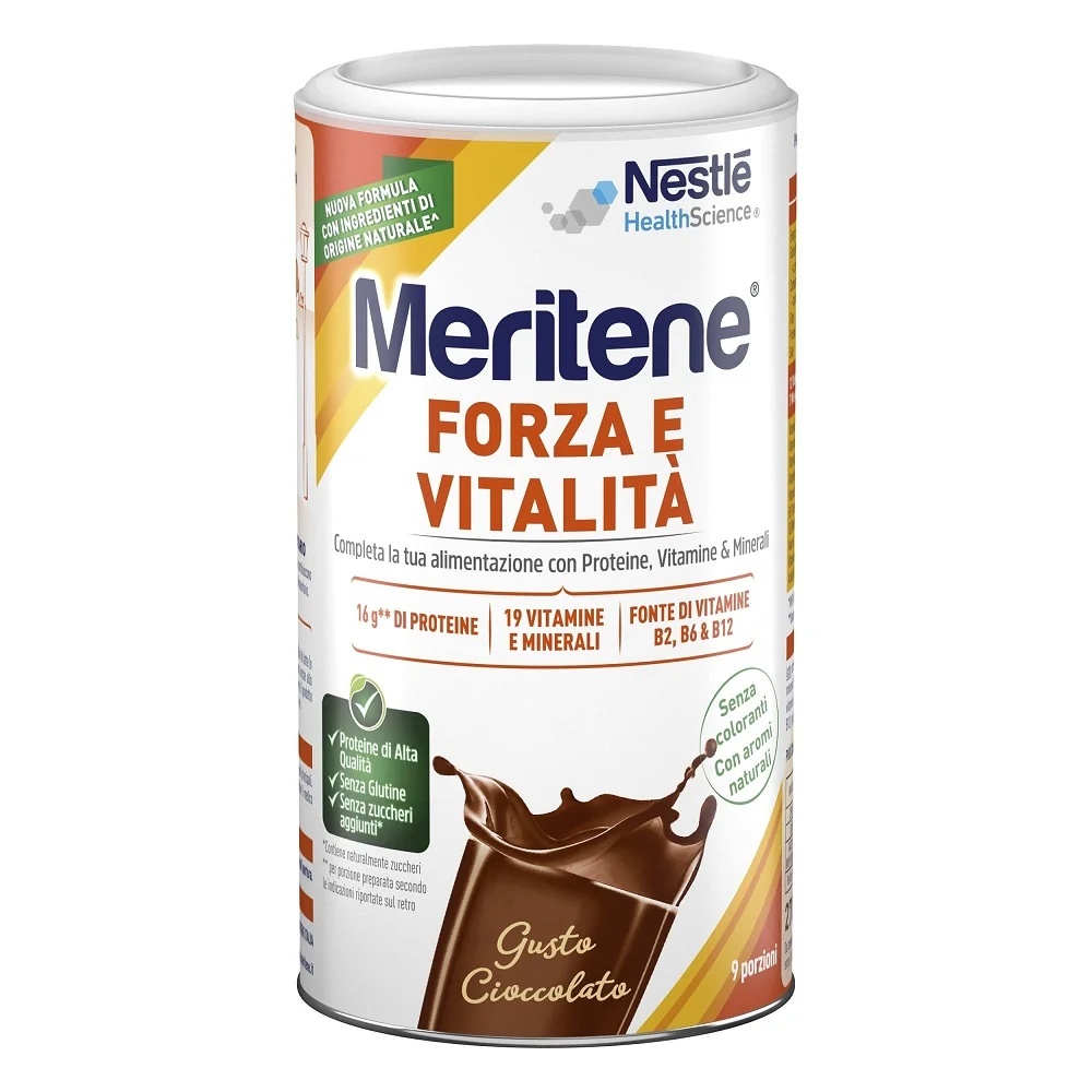 MERITENE Meritene Fuerza y Vitalidad Chocolate en Polvo 270 g Complemento alimenticio con proteínas, vitaminas y minerales contra la disfagia y la desnutrición