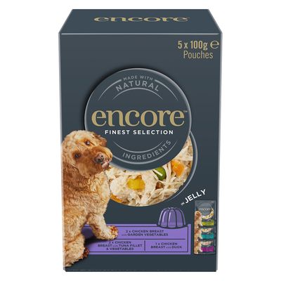 x 150g/100g υγρή τροφή για σκύλους Encore - 4 + 1 δώρο!*