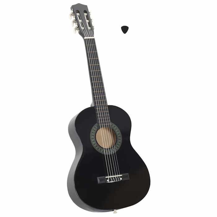 Guitarra clásica vidaXL para principiantes y niños, negra, 1/2, 34
