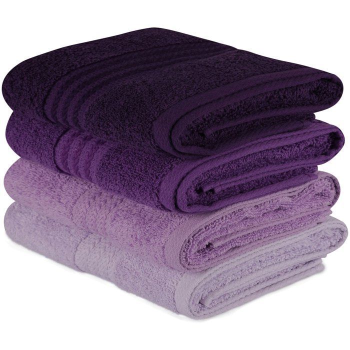 Ensemble de 4 serviettes à main - 50 x 90 cm - Violet