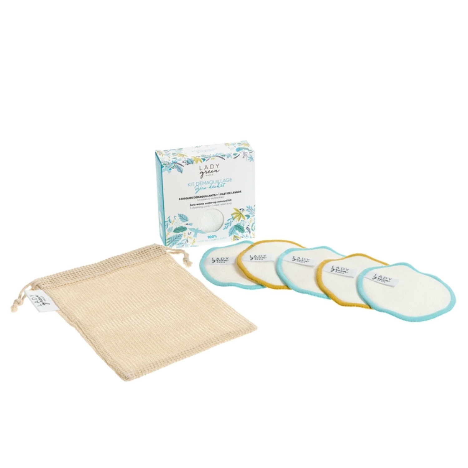 Lady Green Kit 5 disques démaquillants + 1 filet de lavage
