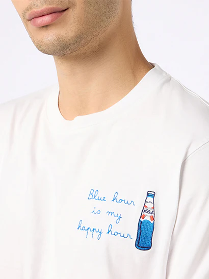 T-shirt in cotone con stampa e ricamo Blanc 1664 | Edizione speciale B