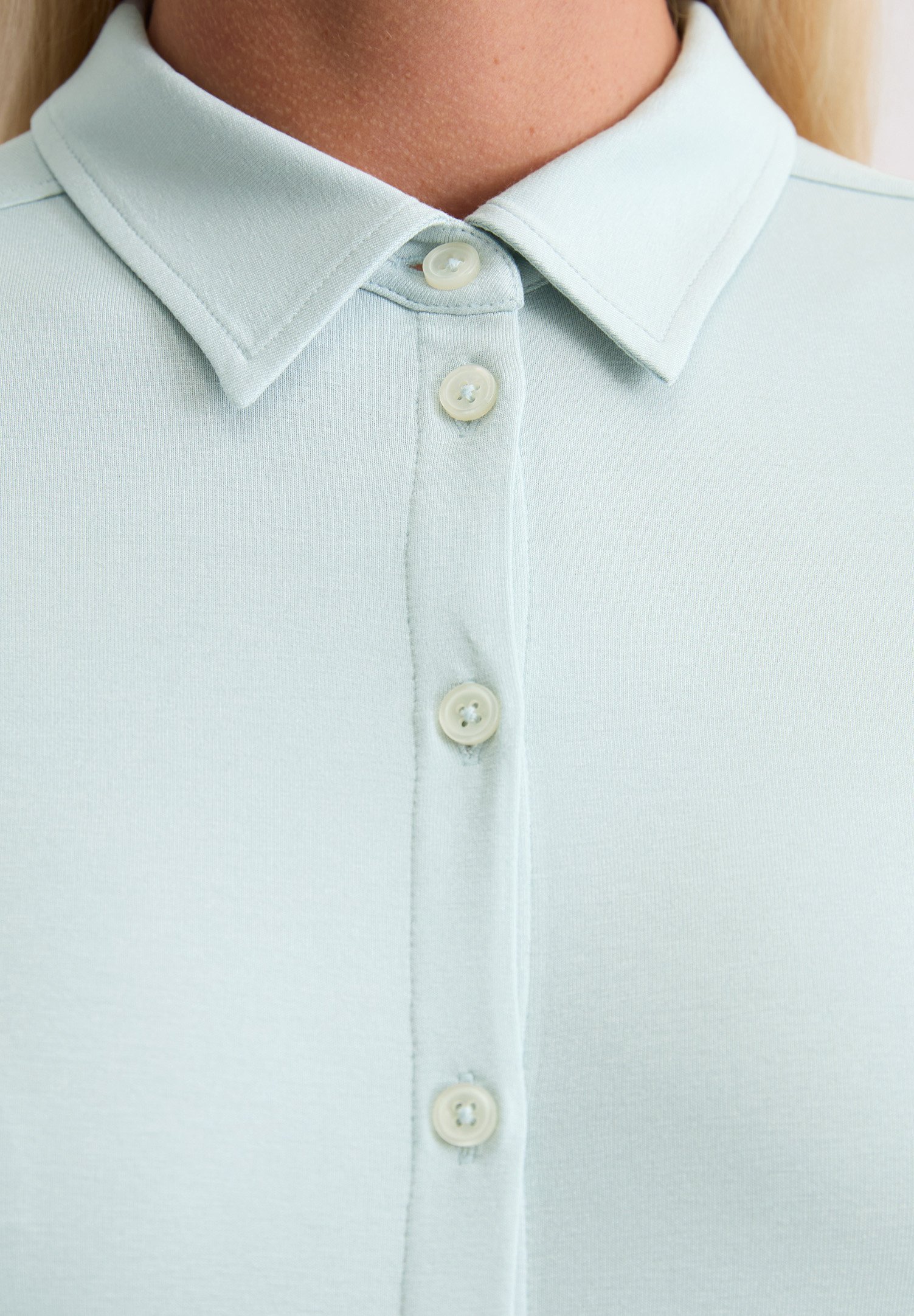 BALÍČEK S DLOUHÝM RUKÁVEM A KOLÁČKEM - Blůza s knoflíky - silver blue Marc O'Polo