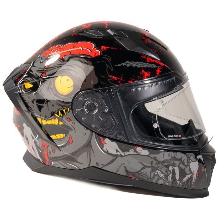 Casco integral para moto MOTOBLOUZ EROS NEGAN con visera solar | Homologado según la normativa ECE 22.06 | Pinlock incluido | Negro/Gris |