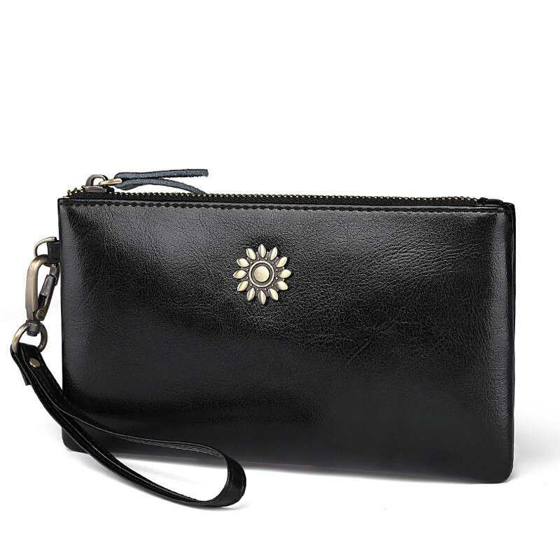 Portafoglio da donna in vera pelle, pochette lunghe da donna, portafogli da donna con custodia per telefono, porta carte, portamonete da donna, Carteira
