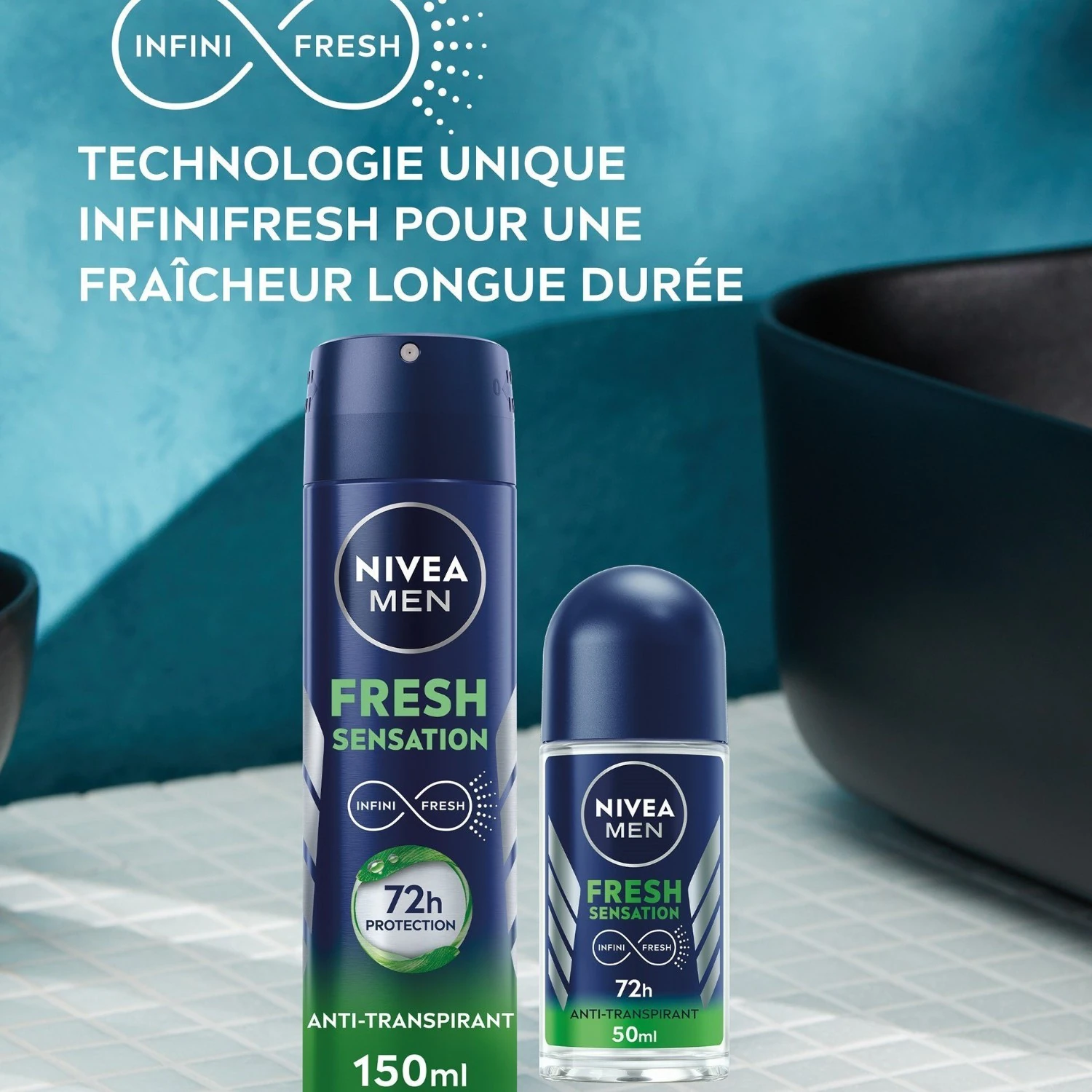 NIVEA Déodorant Bille homme Anti-transpirant infini fresh 72H