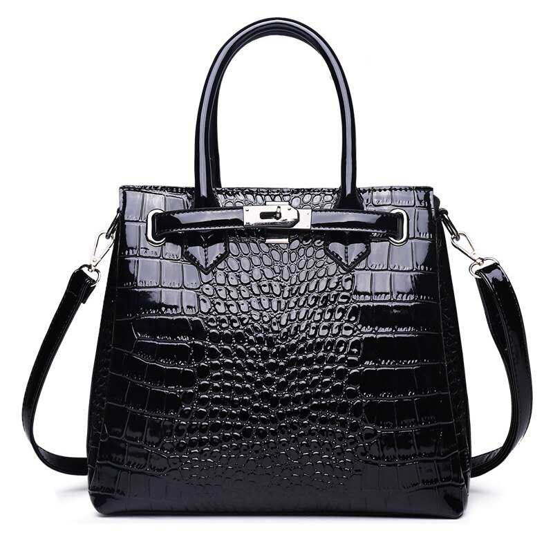Borsa da lavoro da donna, alla moda, con manico, borsa casual 2020, in pelle PU di qualità, con motivo coccodrillo, borsa a tracolla extra large.