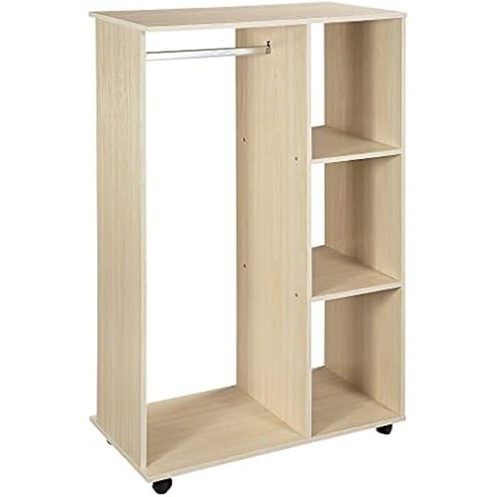 HOMCOM Wardrobe - Mobile Storage Cabinet - Light Oak - 2 Doors - Contemporary - Design