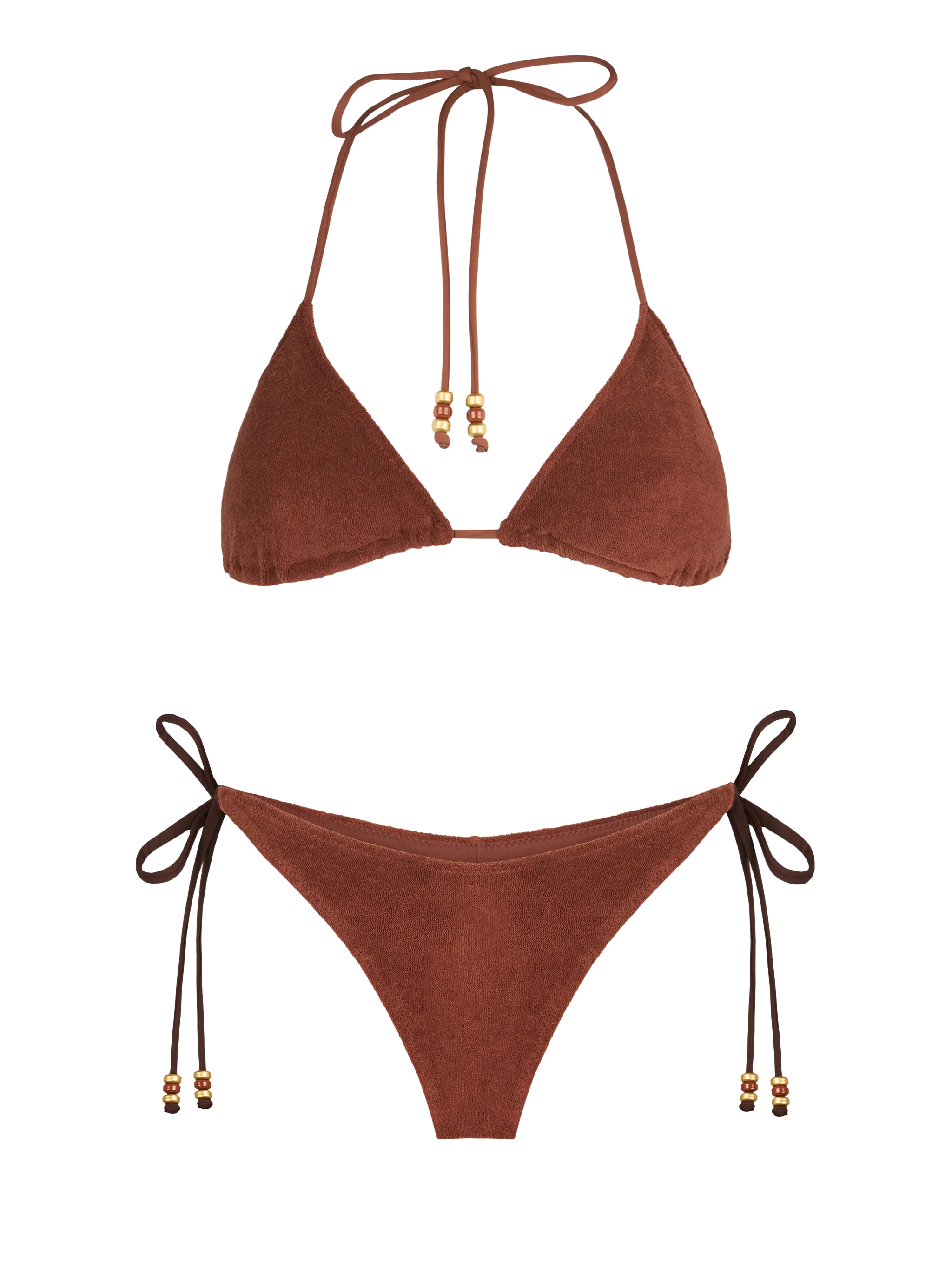 Bruine spons driehoekige bikini voor dames