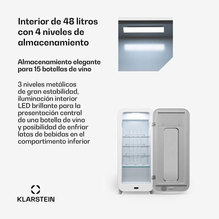Wine Cellar - KLARSTEIN - Shirley 15 Uno - Glass Door - LED Lighting - 15 Bottles
