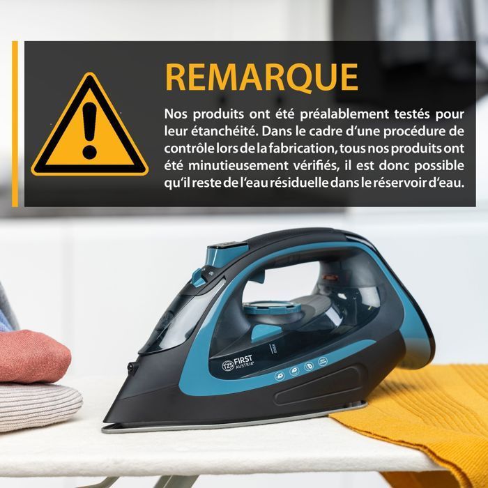 Fer vapeur sans fil 2200-2400W réservoir d'eau 450 ml Céramique Fer à repasser Noir-bleu