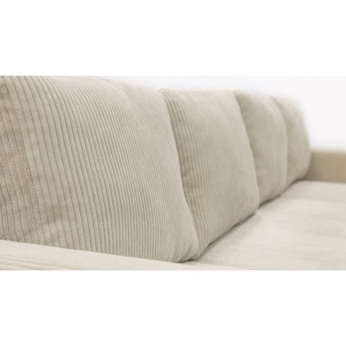 PHARELL 7-seater panoramic convertible sofa - Beige corduroy - Storage compartment - W297 x D155 x H85
