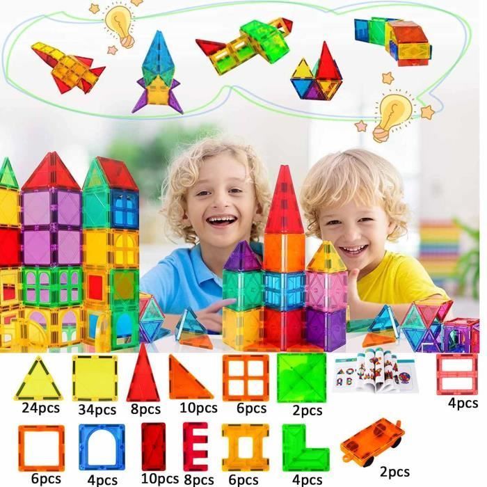Blocs Construction Magnétiques - BLEOSAN - 128 pièces - Jouet de Construction Puzzle Magnetique