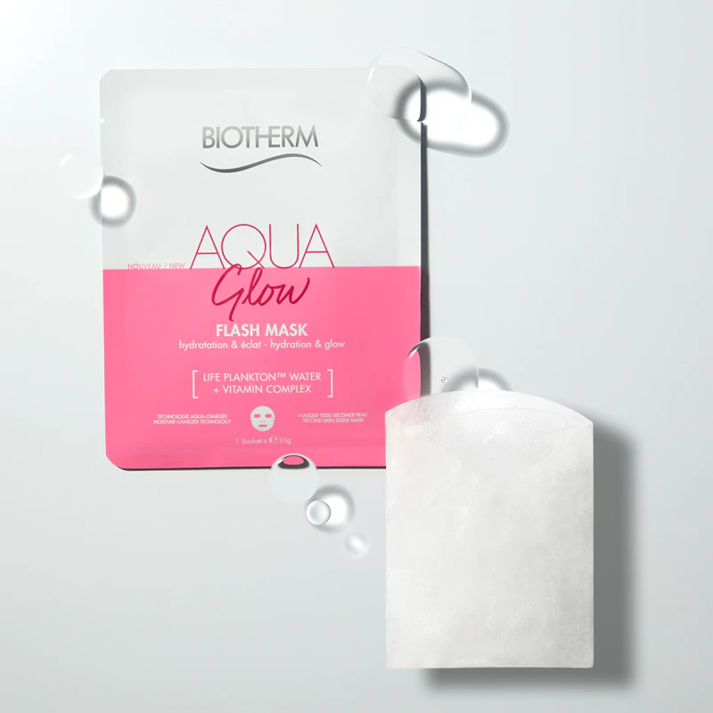 Máscara facial em tecido Biotherm Aqua Glow Flash Mask
